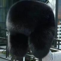 Unisex Tikro Lapės ir Meškėno Kailio Lei Feng Žieminė Kepurė Adjustable One Size black