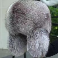 Unisex Tikro Lapės ir Meškėno Kailio Lei Feng Žieminė Kepurė Adjustable One Size gray