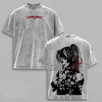 Misa Amane Death Note Graphic T-shirt, Oversized Vintage Washed Gothic Top, Heav XXL gray