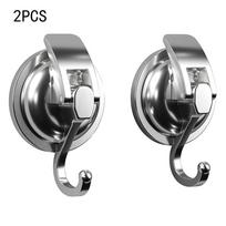 Without Punching Heavy-Duty Polished Suction Cup Hooks Chrome-Plated Bathroom Shower Organization 2PCS sidabras