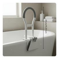 Bathtub Grab Bar Tool Installation Clamp-on Tub Heavy Duty Side gray