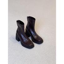 Cowhide version~ Genuine leather square head high-heeled thin boots, new thick-heeled short boots for autumn and winter women's Martin boots 35 white