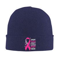Breast Cancer Support Admire Honor Breast Cancer Awareness Beanie Hats  Bonnet Hats Knit Hat Autumn Winter Warm Soft Caps One Size blue