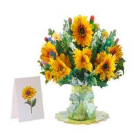 3D Pop-Up Bouquet Greeting Card Sunflower Lily Tulip Carnation Flower Bouquet Card for Mother's F gray