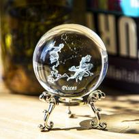 H&D 3D žvaigždyno krištolinio rutulio sferinis ekranas, stiklas, popierinis magiškas rutulys, gydomasis krištolinis rutulys su stovu kūrybingai dovanoti gimtadienio proga Pisces brown