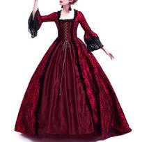 Women Vintage Retro Gothic Long Sleeve Hooded Dress Long Gown Dresses XXXL black