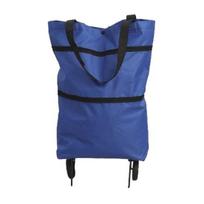 Yousheng Foldable Shopping Trolley on Wheels Heavy-Duty Waterproof Oxford Fabric Collapsible Grocery Bag with Silent Wheels Rolling Shopping mėlyna