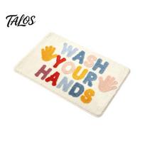 Easy Clean Washable Mat Modern Bath Mat, Absorbent Non-Slip Bathroom Rug, Fun English Letters, Cozy Cashmere Like Rug Machine for Tub Sink Home 50x80cm B white