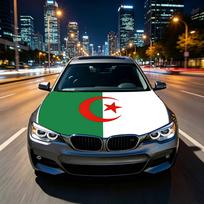3,8x5,3 pėdų Nacionalinė Alžyro vėliavos vėliavėlė Automobilio variklio dangčio uždangalas Vėliava Elastingi audiniai Variklio dangtis Dekoravimui 130x160cm-4.3x5.3ft