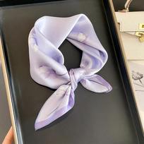 Tikro šilko kvadratinė skara moterims su raštu Natūrali galvos skara Moteriška plaukams, rankoms, riešui Foulard Pavasarinė bandana Echarpe Real Silk 53x53cm gray