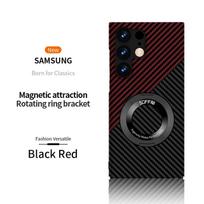 For Samsung Galaxy S26 S25 S24 Ultra Plus Magsafe Case Ultra Thin Matte Carbon Fiber Wireless Charging Magnetic Ring Hard Cover for Galaxy S22 black
