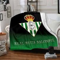 Real Betis Crest Artwork Flannel Blanket, Soft Polyester, Modern Design, All-Season for Camping, Travel, Gifts for holidays or birthdays 75x90cm