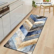 1Pcs Marble Texture Herringbone Stitch Non-Slip Washable Area Rug Runner for Entryway, Living Room, Bedroom & Patio 40X120cm gray