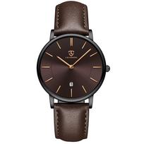 BEN NEVIS Unisex Analog Quartz Watch, Ultra-Thin Business Series, Waterproof Black Dial, Date Display, Leather/Mesh Strap, 39.5mm black
