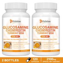 Glucosamine, Chondroitin, Curcumin, MSM Capsules, 120 capsules, 2100 mg, Daily Nutritional Supplement 120*2