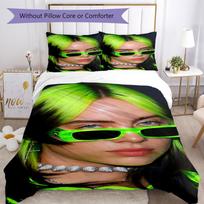 3pcs Billie Eilish Bedding Set Duvet Cover Closure Includes 1 Duvet Cover & 2 Pillowcases, Soft and Comfortable for All Seasons. 135cmx200cm white
