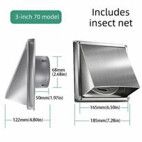 Durable Dryer Vent Cover Stainless Steel Extractor Wall Vent Ventilation Outlet  Outdoor Walls 3 Inch