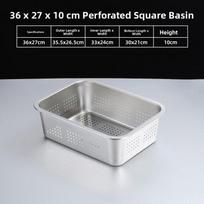 Large Rectangular 304 Stainless Steel Drain Basin Cover leak Vegetable rice Washing flat bottom Stackable Hole Oil Drain Basin gray