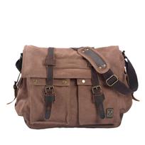 Didelės talpos 17 colių kompiuterio krepšys per petį, crossbody, kasdienis retro drobės, karvės odos vyriškas kurjerio krepšys 40cmX13cmX33cm tamsios kavos spalvos