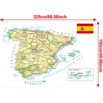 Dekoratyvinis paveikslas Ispanijos žemėlapio fono audinys - Ispanijos žemėlapis - Linijinis žemėlapis kelionėms, Mokymo priemonė, Nuotraukų fonas 225*150cm
