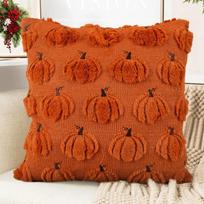 Plush Pillowcase With Pumpkin  Embroidery Halloween Decoration One Size