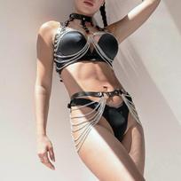 Mada Kūno Grandinėlė Moterims Seksualus Odinis Apatinis Trikotažas Kojų Apraišas Gotikinė Liemenėlė Bondage Apraišas BDSM Fetišas Egzotiški Drabužiai Aksesuaras gray