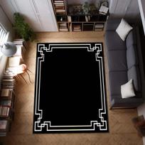 Black Art Deco Area Rug, Geometric Vintage Style Carpet, Bold Glam Floor Mat for Modern, Elegant Rug, Moody Luxe Home Decor Ru 1p40x60x1cm gray