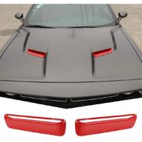 2 X Hood Vents Outlets Vents Cover Trim Accessories For Dodge Challenger 2015-Up gray