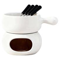 Chocolate Fondue Cup Ceramic With Forks Tealight Chocolate Melting Cup Mini Fondue Pot For Cheese Butter Heating Stove yellow