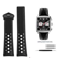 TAG Heuer Monaco laikrodžio apyrankė CAW211M 211P CAW211R 211T kvėpuojanti 22mm natūralios odos apyrankė vyriška sulankstoma sagtis riešo dirželis 22mm black