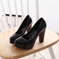 Aukštakulniai Bateliai Moterims Balti Vestuviniai Batai Stori 10 CM Kulniukai Madingi vakarėlio Bateliai Avalynė Juodi Raudoni Apvalūs Zapatos De Mujer 42 juoda