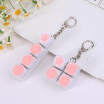 Silikoninis katės letenos raktų pakabukas Streso malšinimo žaisliukas su LED šviesos blyksėjimo efektu Klaviatūros entuziastams Nešiojamas Fidget raktų pakabukas Dovanos white