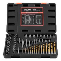 VEVOR Screw Extractor Set with Drill Bits, 54 Pieces, Easy Out Nut Bolt Extractors and Drill Bits, with Adapters, Solid Storage Case 37.5 x 24 x 6.3 cm