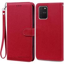 Skirta Samsung Galaxy S10 Lite dėklas G770F Silikoninis prabangus odinis atverčiamas dėklas Skirta Samsung S10 Lite dėklas Galaxy S10Lite piniginės dangtelis For Samsung S10 Lite red