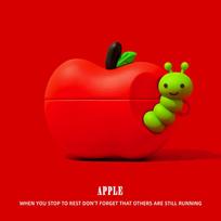 Caterpillar Fruit Case for AirPods 4 Airpod 1 2 3 Pro Pro2 Bluetooth Earbuds Charging Box Protective Earphone Case Cover For Airpods3 red