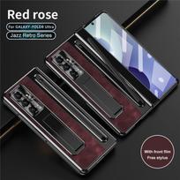 For Samsung Galaxy Z Fold 8 Ultra Case With S Pen Hinge Protection Screen Cover For ZFold 8 Fold8 Ultra Leather Bracket Case Galaxy Z Fold 8 Ultra gray