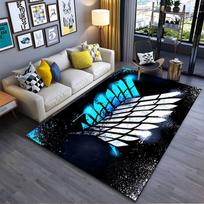 Wing Symbol on Dark Splatter Art suitable as a non-slip mat for the living room or bedroom sofa 40x60cm( 15x23in ) gray