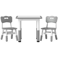 Height Adjustable Toddler Table And Chair Set 3 Pcs Children Activity Table W 2 Chairs For Playroom Bedroom Grey
