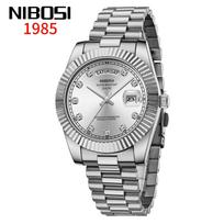 NIBOSI Mens Watches Top Brand Luxury Gold Diamonds Classic Watch Men Auto Week Date Watch Waterproof Stainless Steel Wristwatch gray