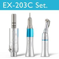NSK EC EX-6CEX-203C Dental 1:1 Direct Drive Contra Angle Low Speed Handpiece Dentistry Against Contra Angle Polishing Tools 2Hole Set Silver gray