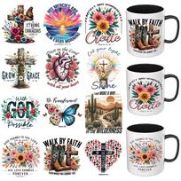 UV DTF Stickers 12PCS Bible Verse UV DTF Cup Wrap for Mugs 12 PCS/Set black