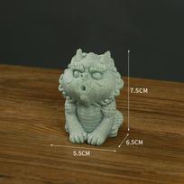 Fengšui papuošalai Foo Dogs Bonsai akvariumo žuvų bako statula Azijos rytietiškos statulos Qi Lin figūrėlės Sodo dekoracija Darbalaukis Pritraukti turtus Sėkmės Style 3 pilka