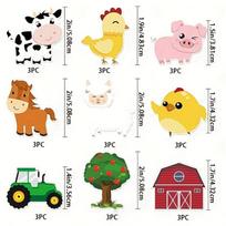 27 PCS Farm Animal Cake Decorations Party Decorations for Birthday Parties, Livestock Farm Cartoon Coasters Party Supplies white