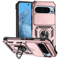 Šarvuotas dėklas Google Pixel 10 Pro 5G dėklui Cae Magnetinis laikiklis Žiedas Dėklas Pixel10 Pixel 10 Pro XL 10Pro Objektyvo apsauginis dangtelis For Pixel 10 Pro XL rožinio aukso spalvos