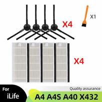 For Chuwi iLife A4 A4S A40 Polaris PVCR 0726 0826 0926 Side Main Brush Cover Hepa Filter Strainer Mop Spare Accessories black