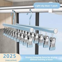 Multi-Clip Multifunctional Balcony Anti-Slip Windproof Clothes Drying Rack 1PC dangaus mėlyna spalva