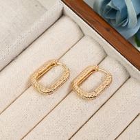 Square Hammered Gold Ear Cuffs - Women's Niche Design Luxury Lava Wrinkle Earrings brown