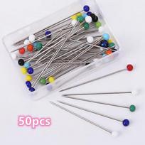 50/100Pcs DIY Sewing Crafts Pins Sewing Accessories Safety Pins Glass Ball Head Pins Mixed Colors Straight Quilting Needles Pin gray