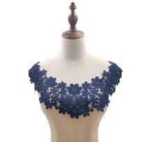 Lace Elegant Applique Neckband Collars Collarband Neckline Fake collar Hollow out Women Fabric Embroidered Fashion Collars one size tamsiai mėlyna spalva