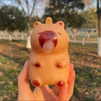 Cute Capybara Spit Bubbles Squeeze Toy Soft Funny Capibara Fidgets Toys Anxiety-Relieving And Relaxing Toys For Friends Gifts orange